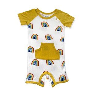 Kyte BABY NWT Pineapple Rainbow Shortall, Romper, Onesie, Bodysuit, 12-18 M